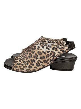 Donald J. Pliner Leopard Slip-on Open Toed Wedges Size 8 Black Brown Tan